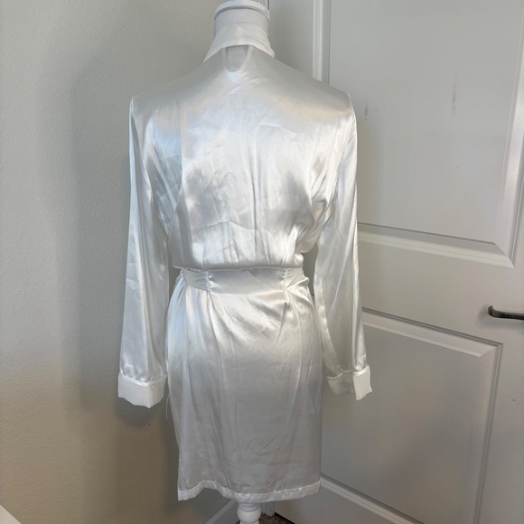Linea Donatella White Satin Lace Sequin Bridal Robe SYB030 Womens SM - Picture 4 of 5